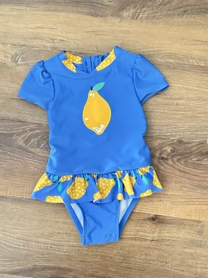 Cat And Jack Baby Girl Lemon Tutu Snap One Piece Swimsuit Size 12 months Ruffle