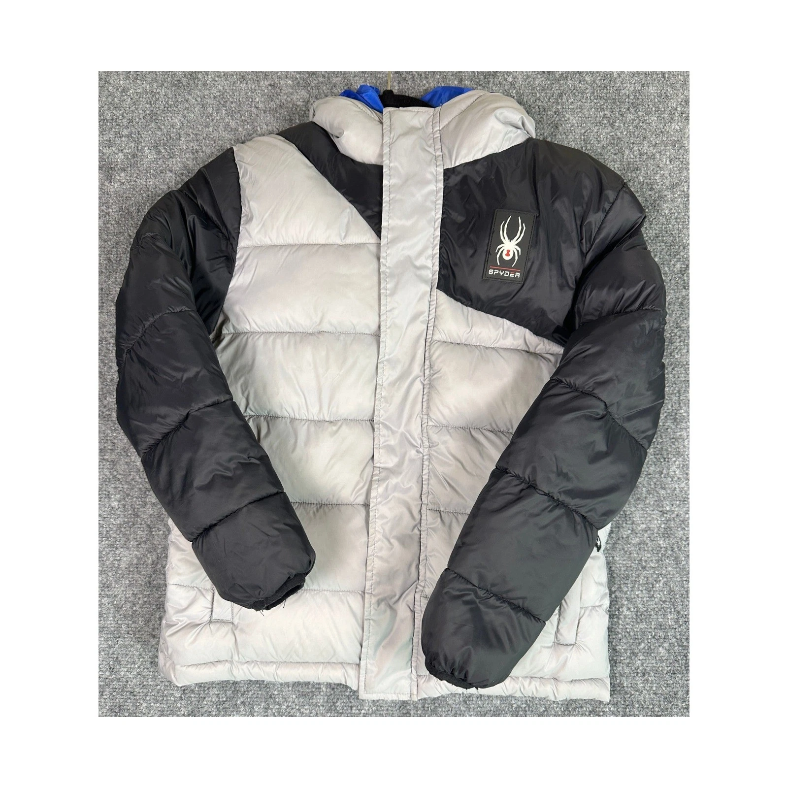 Spyder Kids Puffer M 10/12 Jacket Colorblock Hooded Winter Ski Snow Coat Youth