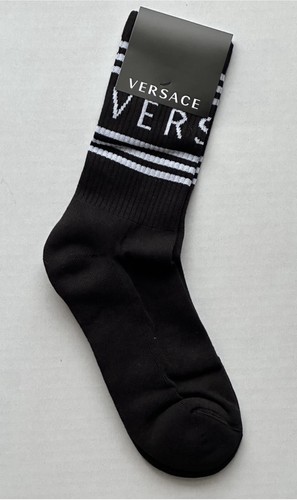 Versace Logo Socks Black/White Size S Made in Italy ICZD002 NWT