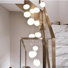 LIFENICEST Moderna Escalera LED Araña Blanca 12 Luces Acrílico Empedrado
