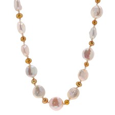 Sterling Silver Freshwater Pearl Knotted Strand Necklace 18" - 925