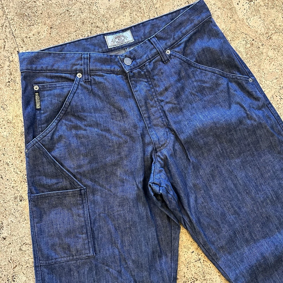 Jeans vintage anos 80 Giorgio Armani Cargo lavagem escura folgado ajuste relaxado 32x35 - Imagem 2 de 4