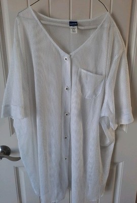 HONORS Womens PLUS Sz 3X Simsuit Cover Up Short Sleeve White