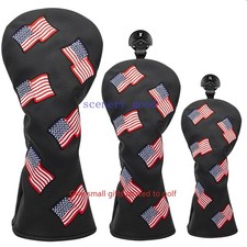 USA Flag PU Leather Protectable Golf Head Cover Driver Fairway Wood Hybrid club