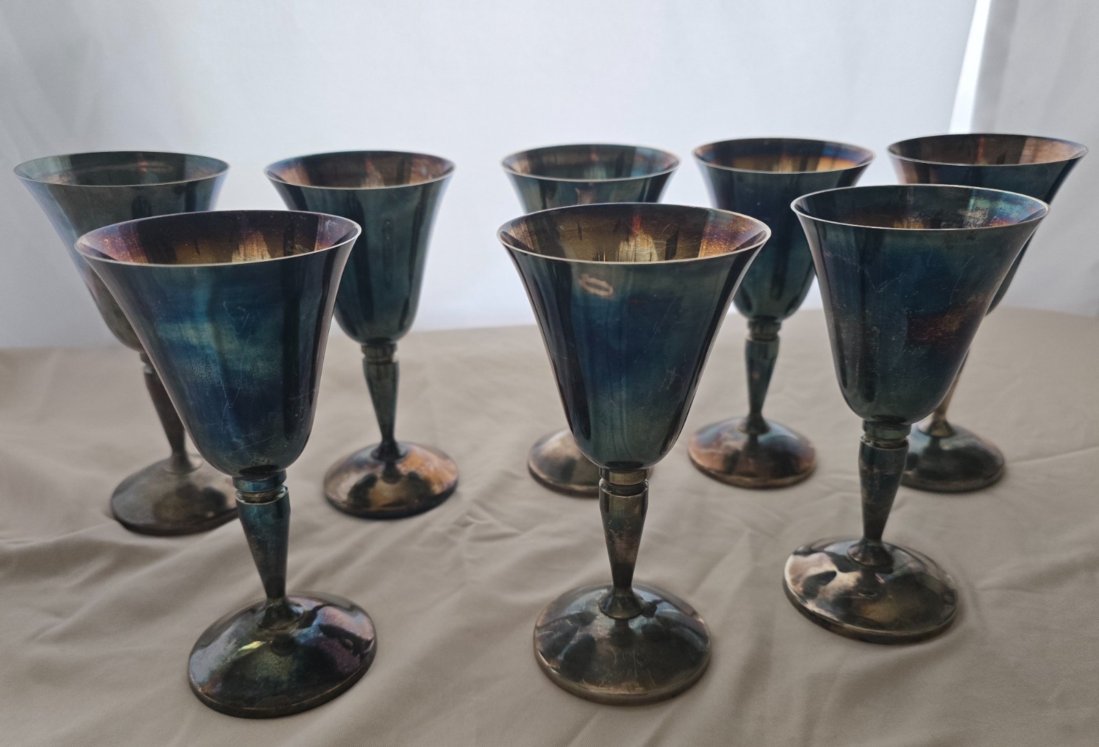 VINTAGE Roma S.L. Chalice/Goblet SPAIN MADRID Silver Plated 5" set of 8