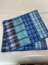Nautica Tinsley Aqua Standard Pillow Shams Pair Preppy Plaid Patchwork Quilted