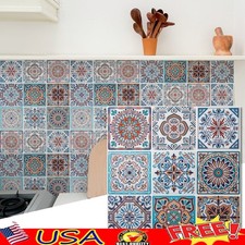 Peel Stick Backsplash Tile Stickers Waterproof Vinyl Mosaic Kitchen Bathroom