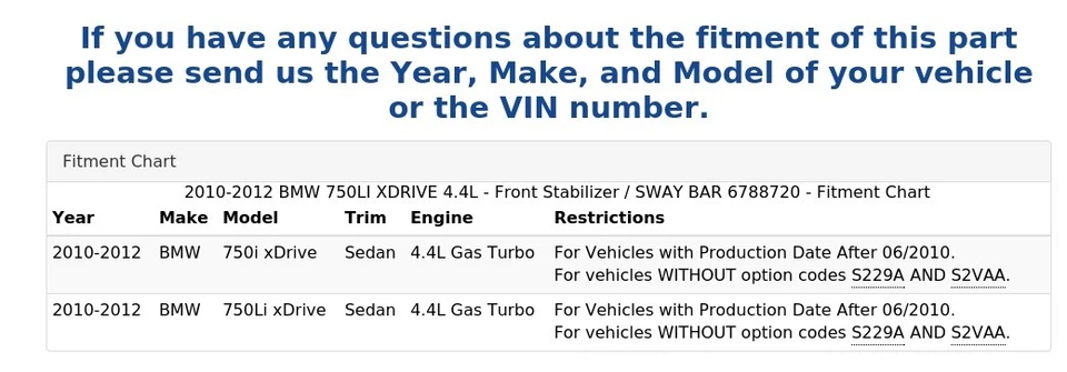 BMW 750LI XDRIVE 2010-2012 4,4 L - Estabilizador delantero / Barra estabilizadora 6788720 Foto 4 de 4