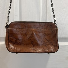 Patricia Nash Arlee Map Leather Clutch Crossbody Shoulder Bag