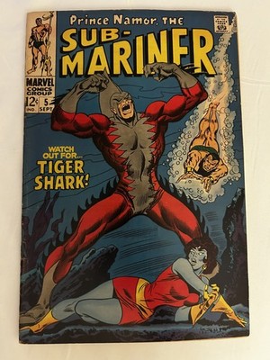 SUB MARINER #5 (Marvel Comics 1968) -- 1st Appearance TIGER SHARK- FN CK pics  