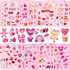 48 Sheets Valentine Heart Stickers, Colorful Heart Stickers Kids Valentine Stick