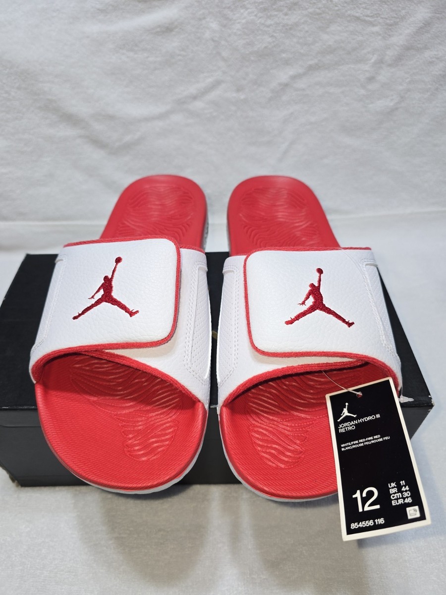 AIR JORDAN HYDRO 3 RETRO SLIDE MENS SIZE 10 CEMENT FIRE RED 854556-116 NEW Jordan Hydro 3 Retro White Cement Men main image 3