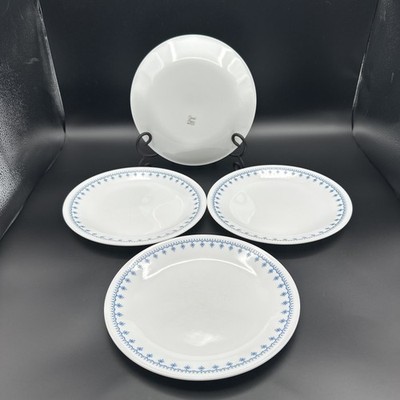 Corelle Corning Lunch Salad Plates Blue Snowflake Garland Livingware Vintage 4pc