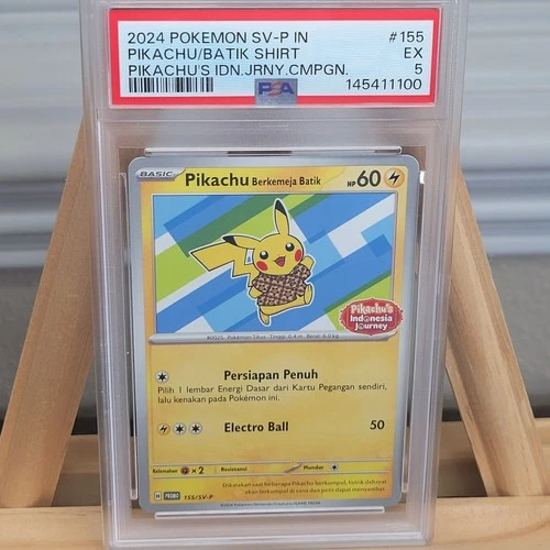 Batik Pikachu #155 PSA 5 Indonesian Journey Campaign Blue SV-P Berkemeja Promo
