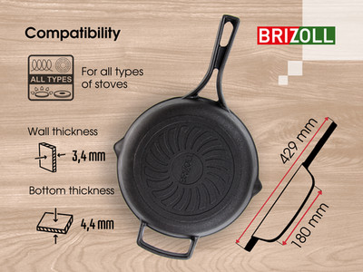 Cast Iron Deep Skillet with Cast Handle Monolith Oven/Fire Safe 24cm