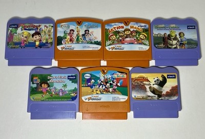 Vtech V Smile Motion Lot Of 7 Cartridges Only Disney Shrek Dora Tinkerbell Panda