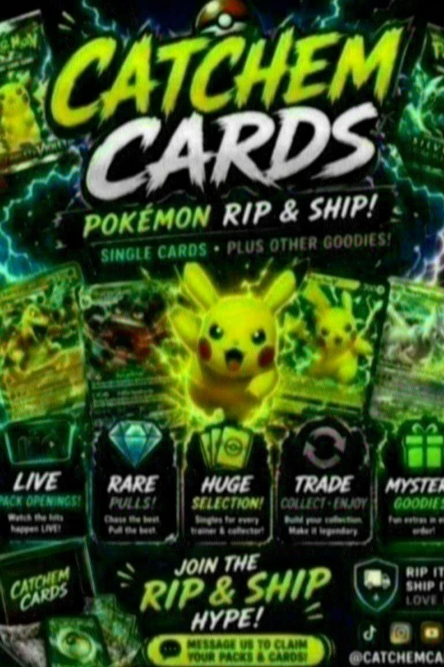 Catchem Cards Rip & Ship,151 tins, Single Cards, first partner illustration