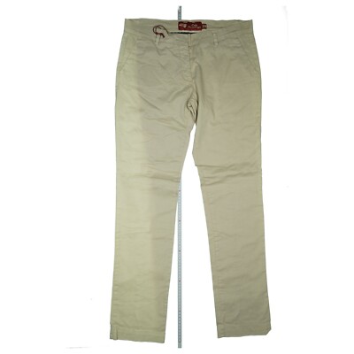Exit Brooklyn Damen Chino Stoff Hose Jeans stretch slim fit XL W34 L34 Beige NEU