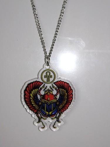 Acrylic Ankh Scarab Beetle Double sided Egyptian Pendant Charm - Picture 6 of 9