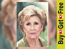 Carrie Fisher portrait 5" x 7" print of watercolour painting, artwork for home