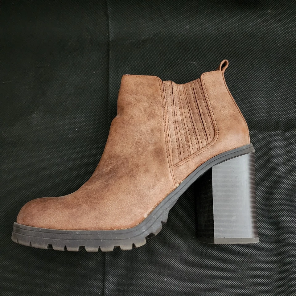 Sam & Libby Mujer Imitación Cuero Marrón Botines Zapatos Tacón 6 Bloque Foto 3 de 4