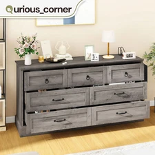 7 Drawers Chest of Drawer Dresser Storage Home Organizer w/ USB Charging Station