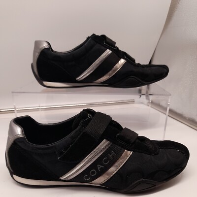 Women's black suade Coach Sneakers Jenny style size 6M hook and loop. | eBay