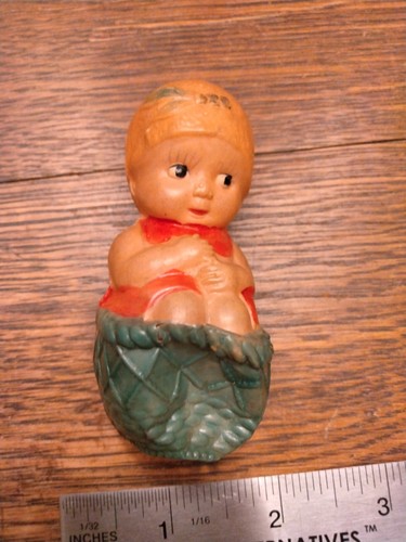 Rare Figurine Ancienne Celluloid Culbuto Poussah – Rolly Dolly, Plomb Et Celluloid, France ?