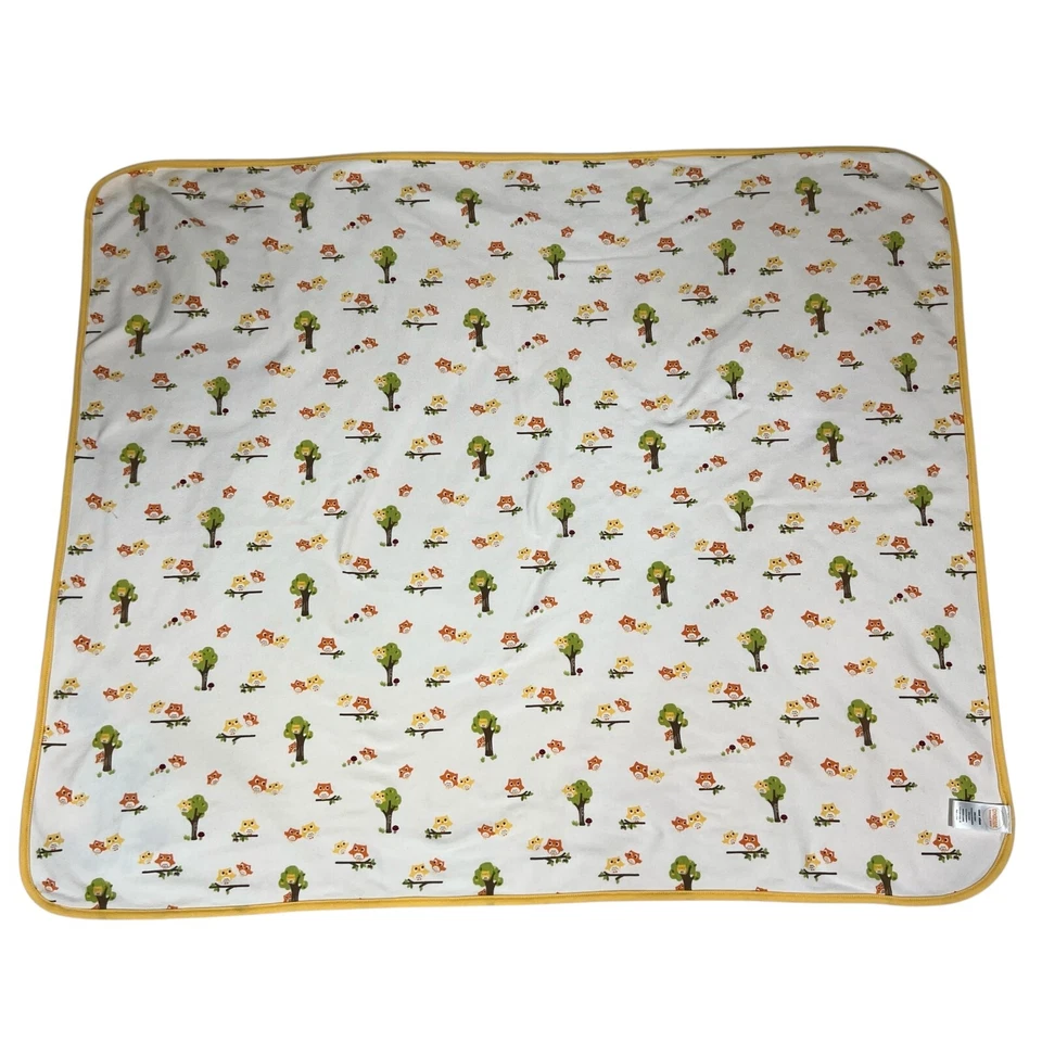 Gymboree Yellow White Forest Owl Tree Baby Swaddle Cotton Blanket - Image 4 of 4