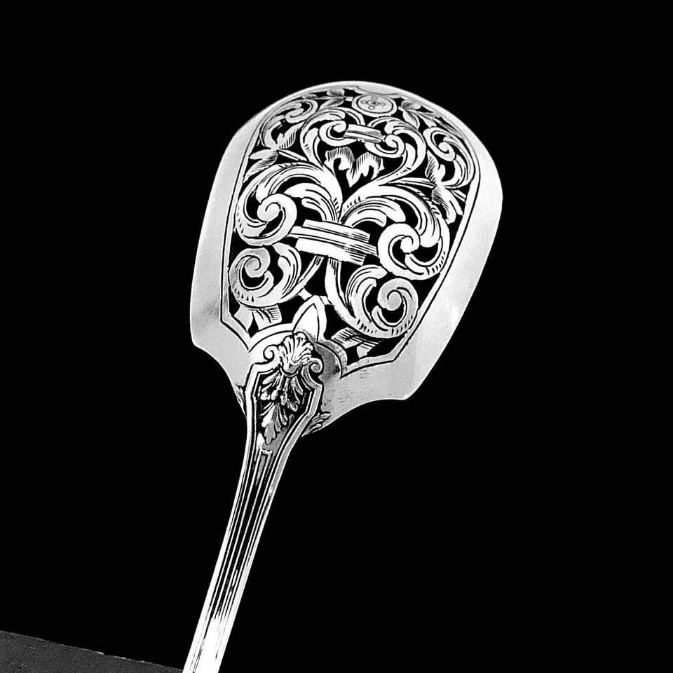 Juego de aperitivos de postre francés de plata de ley de 4 piezas, caja original, regencia Foto 3 de 4