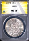 1887 $1 Silver Morgan Dollar MS 61 ANACS # 7506357 + Bonus