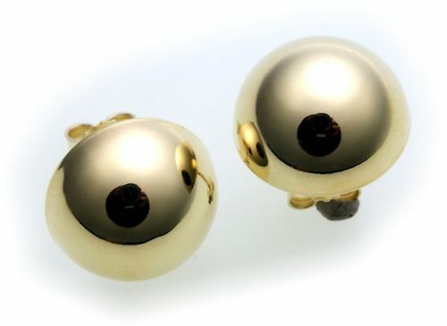 Damen Ohrringe Ohrstecker echt Gold 585 Halbkugel 12 mm Stecker