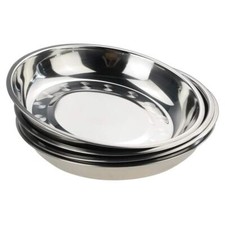 4-Pack 9.2-Inch Stainless Steel Dinner Plates Round Camping Plates Metal