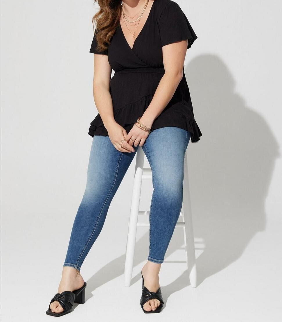 Torrid Cotton Modal Surplice Faux Wrap Top Black 0 0XL 12 #E05093