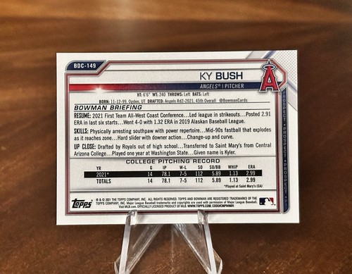 2021 Bowman Draft Sapphire #BDC-149 Ky Bush 1st Bowman Red Sapphire Refractor/5 - Picture 2 of 3