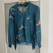 Fantastic,Ted Baker  Long Sleeved Bird Blouse, Size 4(14)