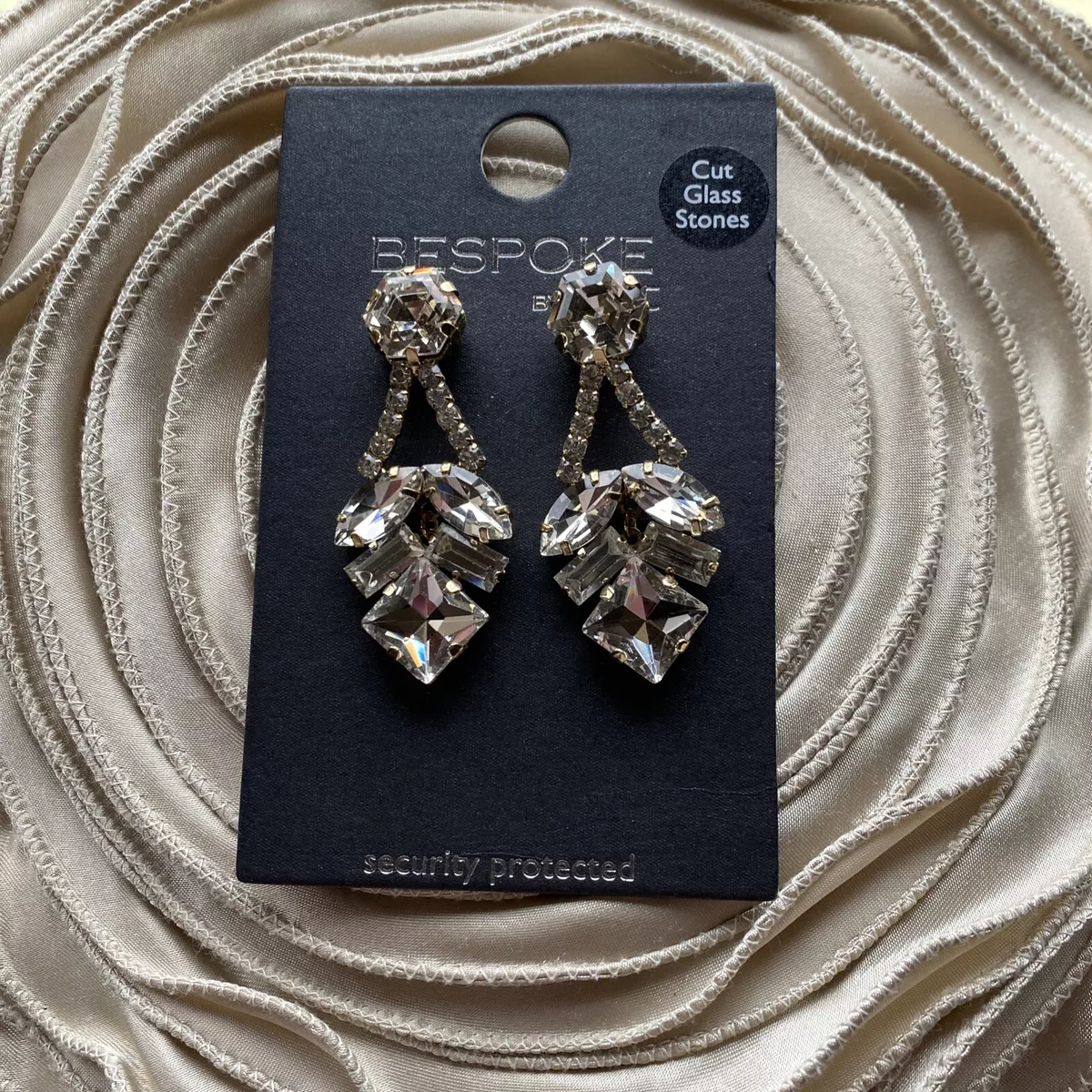 Bespoke Vintage Cut Glass Earrings New Next Black Tie Event Wedding Cruise