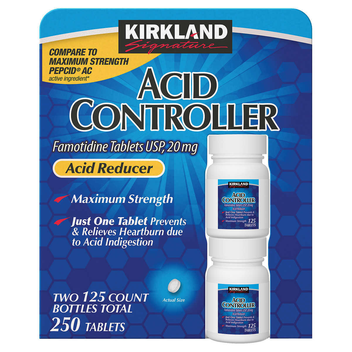 Kirkland Signature Acid Controller Famotidine 20mg-Maximum Strength 250 Tablets