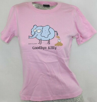 Womens Juniors David & Goliath Goodbye Kitty Pink Novelty Tee T-Shirt 