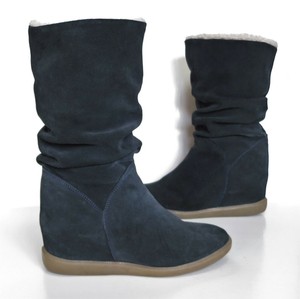 blue calf length boots