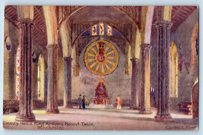 England Postcard County Hall King Arthur's Round Table c1910 Oilette Tuck Art