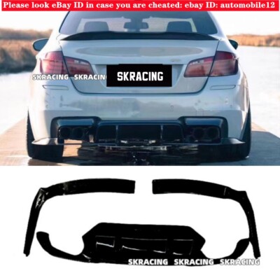 Gloss Black Rear Bumper Diffuser Lip Spoiler 3PC For BMW F10 M5 2011-2016 Sedan