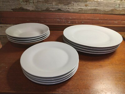 12 Piece~ 10 STRAWBERRY STREET WHITE Dinner Plates, Salad Plates  Bowls