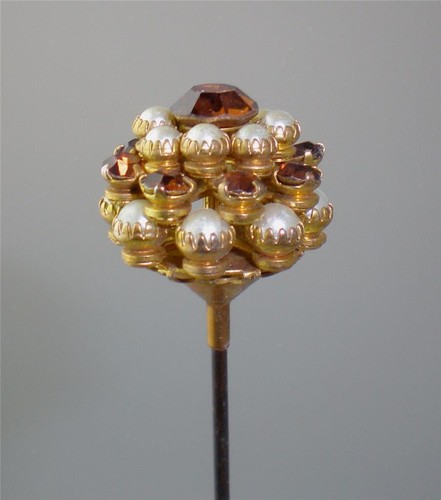 ELEGANT HONEY COLORED AND PEARLIZED CUSHION HATPIN HPN-054