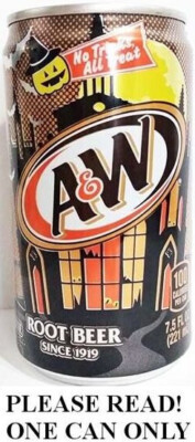 A&W Root Beer HALLOWEEN Haunted House FULL NEW 7½oz Can USA 2021 ''No Tricks''