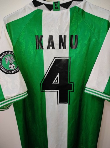 1996 Nigeria Kanu 4 T-Shirt Jersey Jersey Jersey - Picture 2 of 9