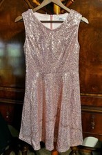 Pink Rose & Gold Sequin A-Line Cocktail Dress Size Small By Dressever NWOT