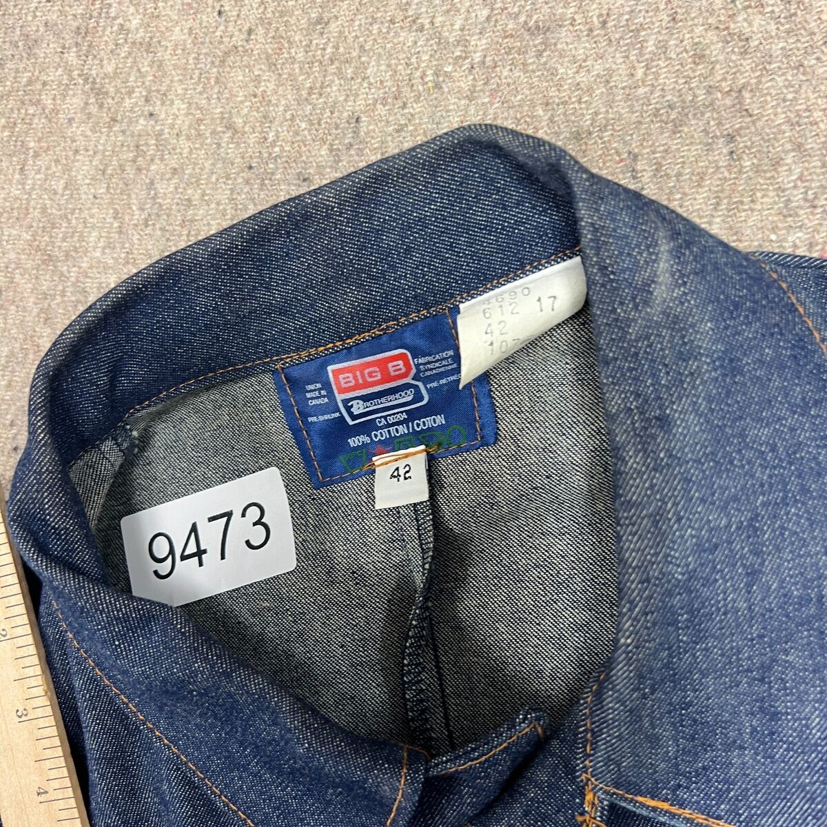 Vintage Big B Brotherhood Denim Chore Jacket Mens Large Blue Vintage Big B Brotherhood Denim Chore Jacket Mens Large Blue