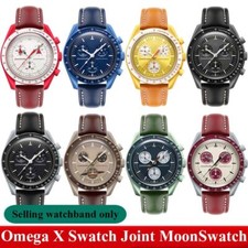 Genuine Leather Watch Strap Fit For Omega X Swatch Joint Moon Vintage Band 20mm