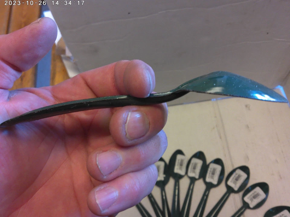 1990's Vintage Enamelware spoon (Pack of 10) Green 6" long - Image 3 of 4